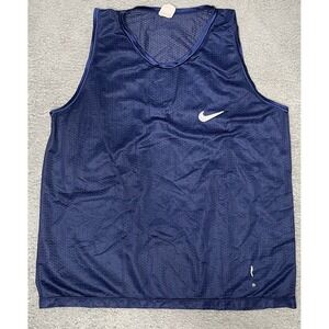 RARE Vtg Nike Tank Top Men Medium Athletic Mesh Jersey Sport Blue Shirt USA Made